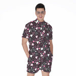 Cute Girly Heart Pattern Print Men's Rompers