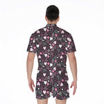 Cute Girly Heart Pattern Print Men's Rompers