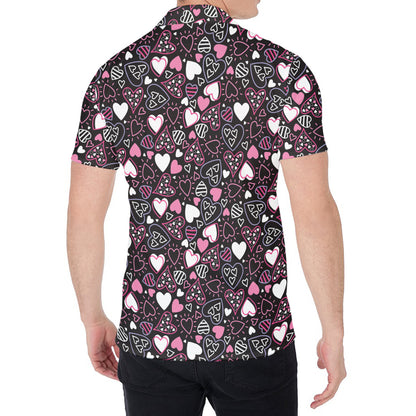 Cute Girly Heart Pattern Print Men's Shirt
