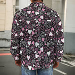 Cute Girly Heart Pattern Print Men's Shirt Jacket