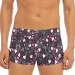 Cute Girly Heart Pattern Print Men's Short Boxer Briefs