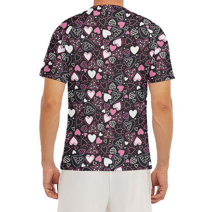 Cute Girly Heart Pattern Print Men's Short Sleeve Rash Guard