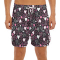 Cute Girly Heart Pattern Print Men's Split Running Shorts