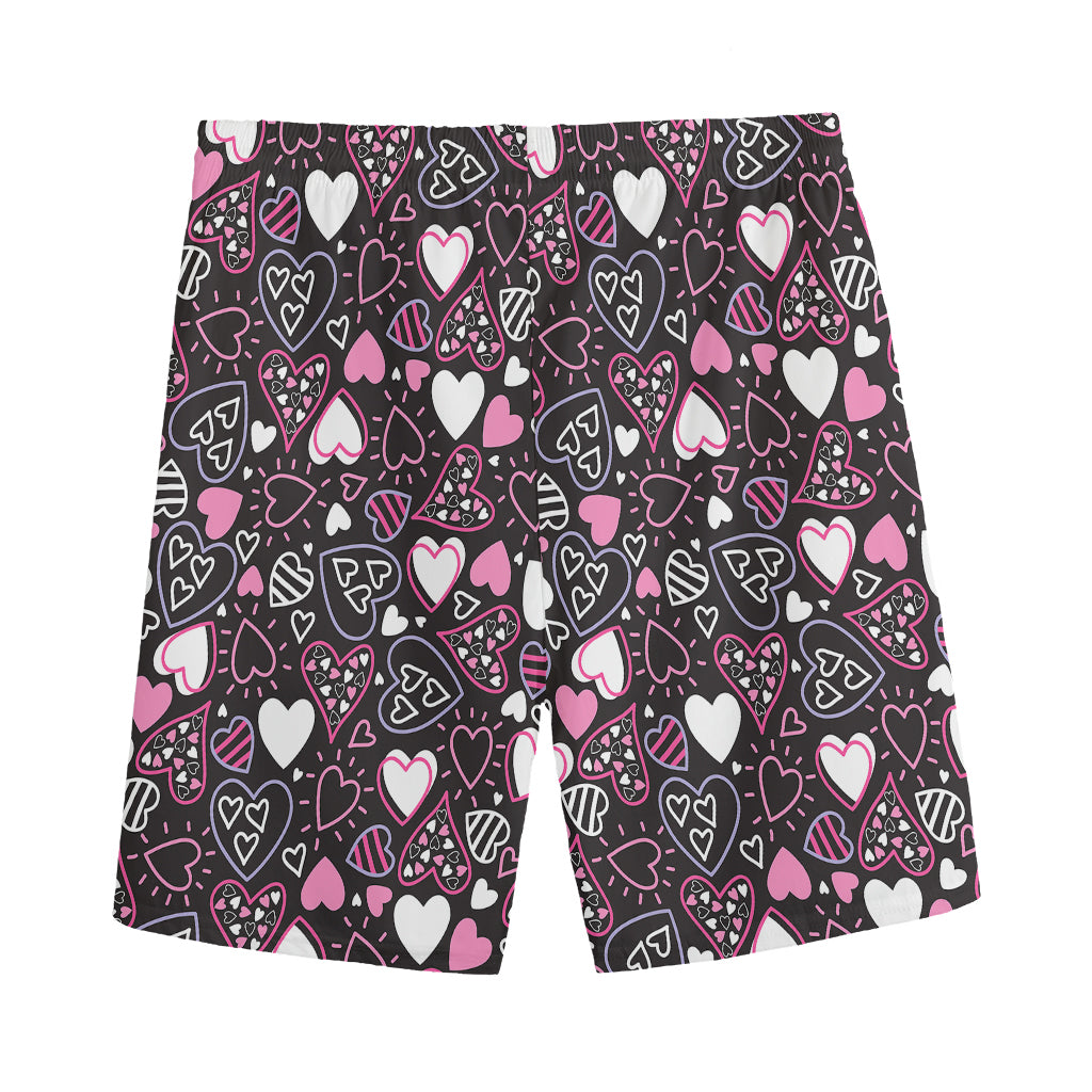 Cute Girly Heart Pattern Print Men's Sports Shorts