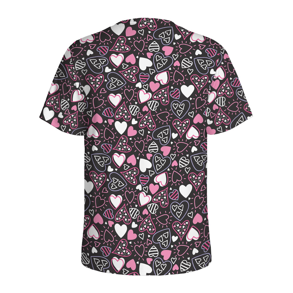 Cute Girly Heart Pattern Print Men's Sports T-Shirt