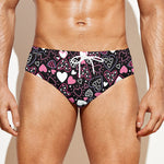 Cute Girly Heart Pattern Print Men's Swim Briefs