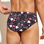 Cute Girly Heart Pattern Print Men's Swim Briefs