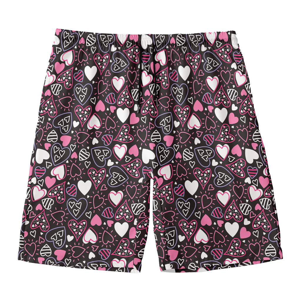 Cute Girly Heart Pattern Print Men's Swim Trunks