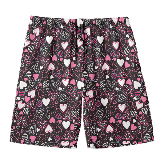 Cute Girly Heart Pattern Print Men's Swim Trunks