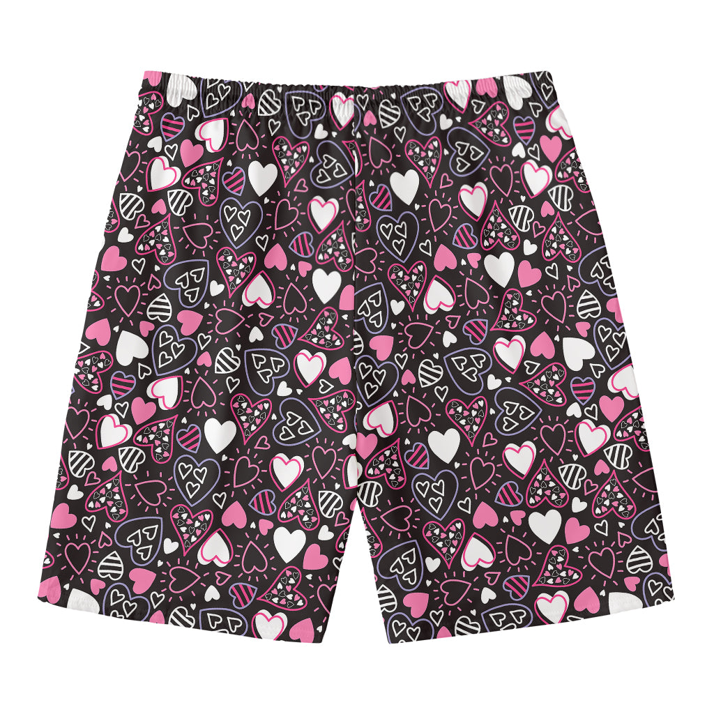 Cute Girly Heart Pattern Print Men's Swim Trunks