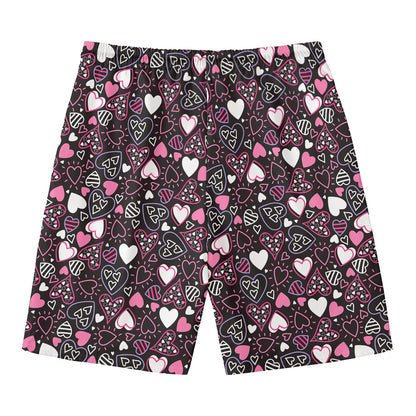 Cute Girly Heart Pattern Print Men's Swim Trunks