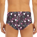 Cute Girly Heart Pattern Print Men's Triangle Swim Briefs