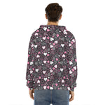Cute Girly Heart Pattern Print Men's Velvet Pullover Hoodie