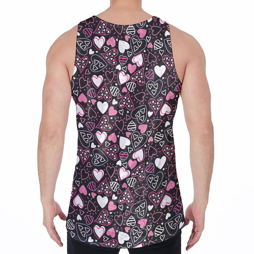 Cute Girly Heart Pattern Print Men's Velvet Tank Top