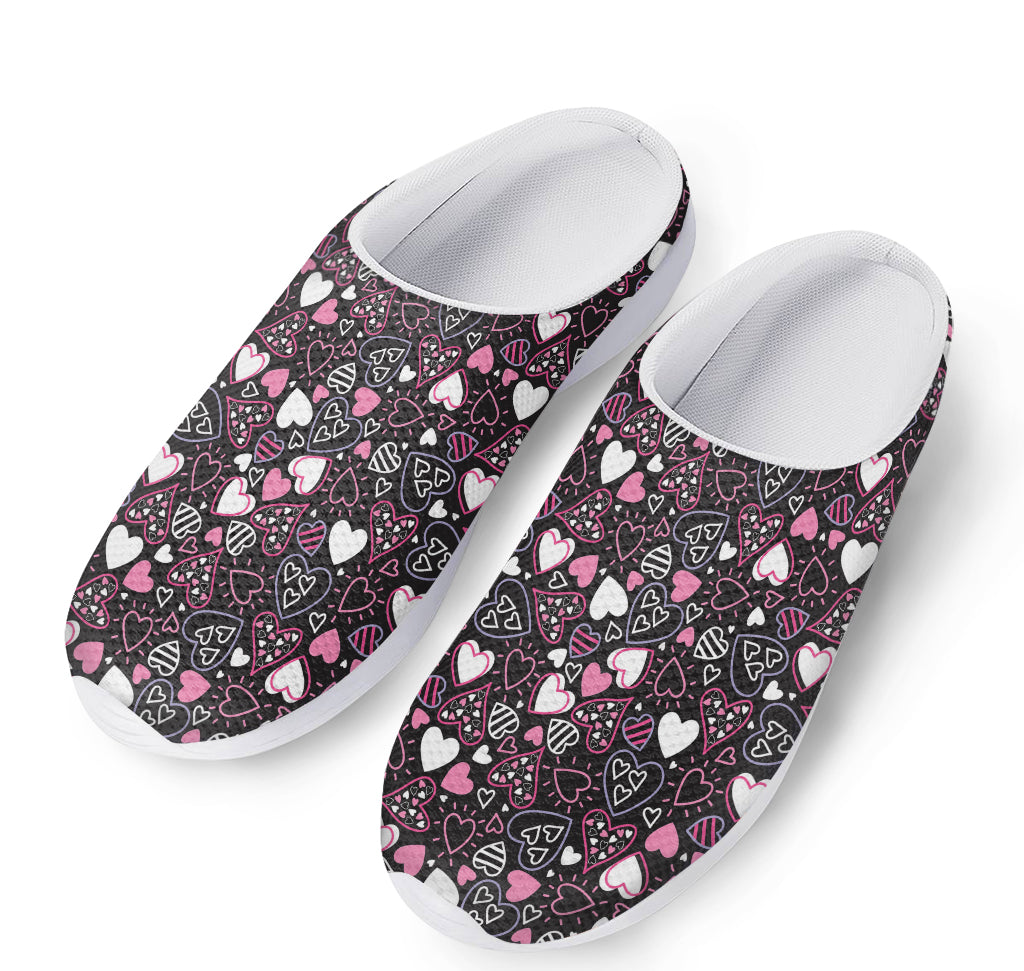 Cute Girly Heart Pattern Print Mesh Casual Shoes