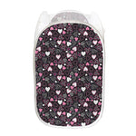 Cute Girly Heart Pattern Print Mesh Laundry Hamper