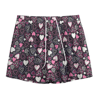 Cute Girly Heart Pattern Print Mesh Shorts