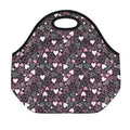 Cute Girly Heart Pattern Print Neoprene Lunch Bag