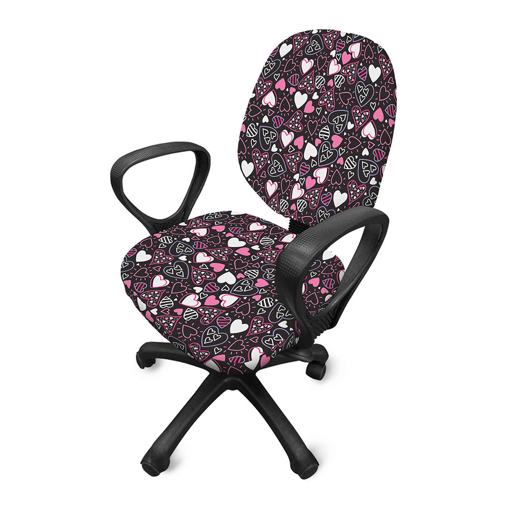 Cute Girly Heart Pattern Print Office Chair Cover