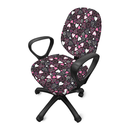 Cute Girly Heart Pattern Print Office Chair Cover