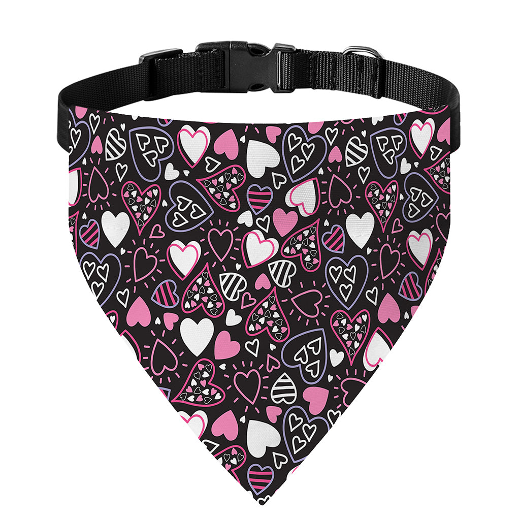 Cute Girly Heart Pattern Print Over The Collar Dog Bandana