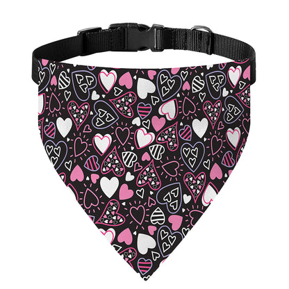 Cute Girly Heart Pattern Print Over The Collar Dog Bandana