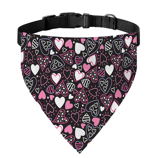 Cute Girly Heart Pattern Print Over The Collar Dog Bandana