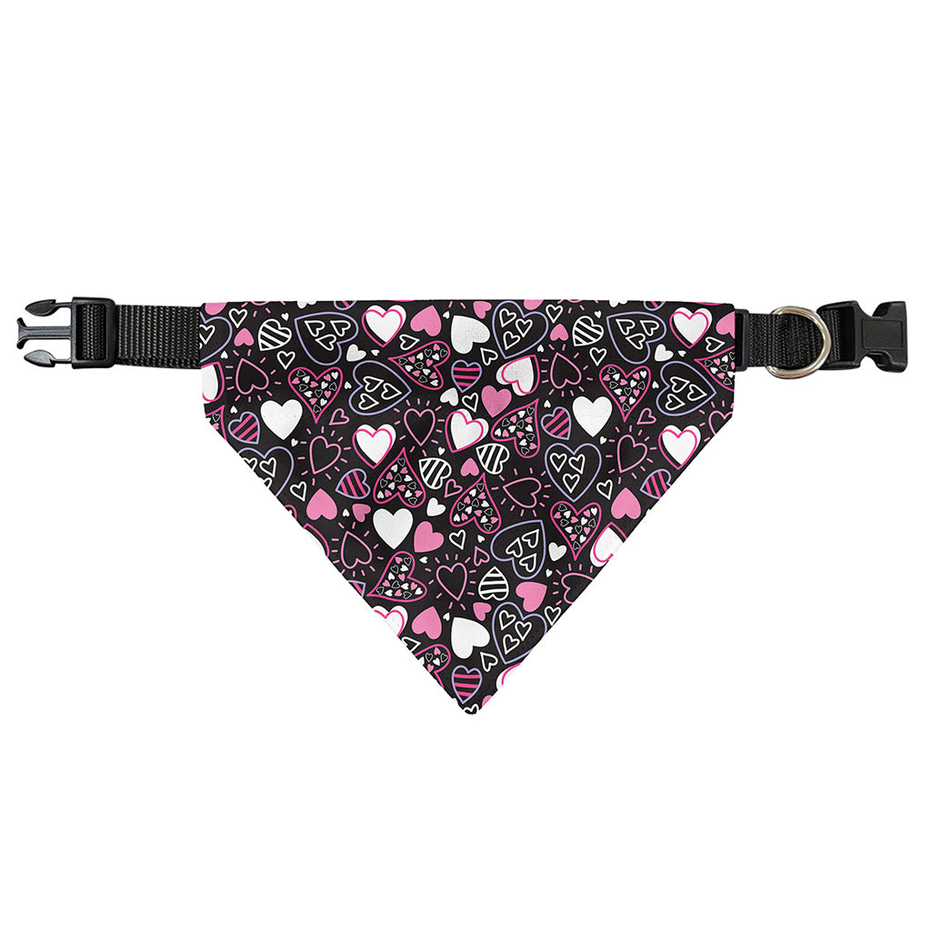 Cute Girly Heart Pattern Print Over The Collar Dog Bandana