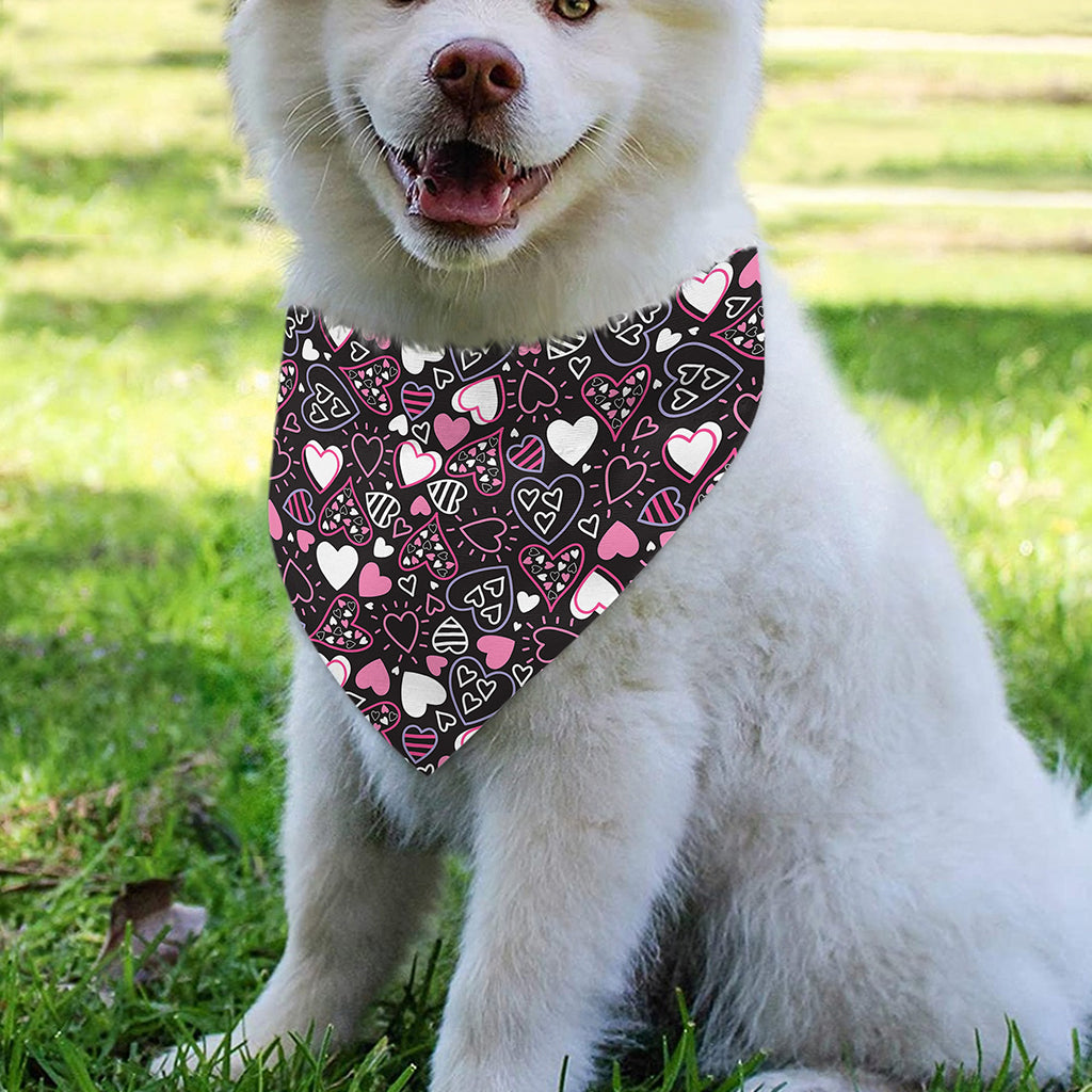 Cute Girly Heart Pattern Print Over The Collar Dog Bandana
