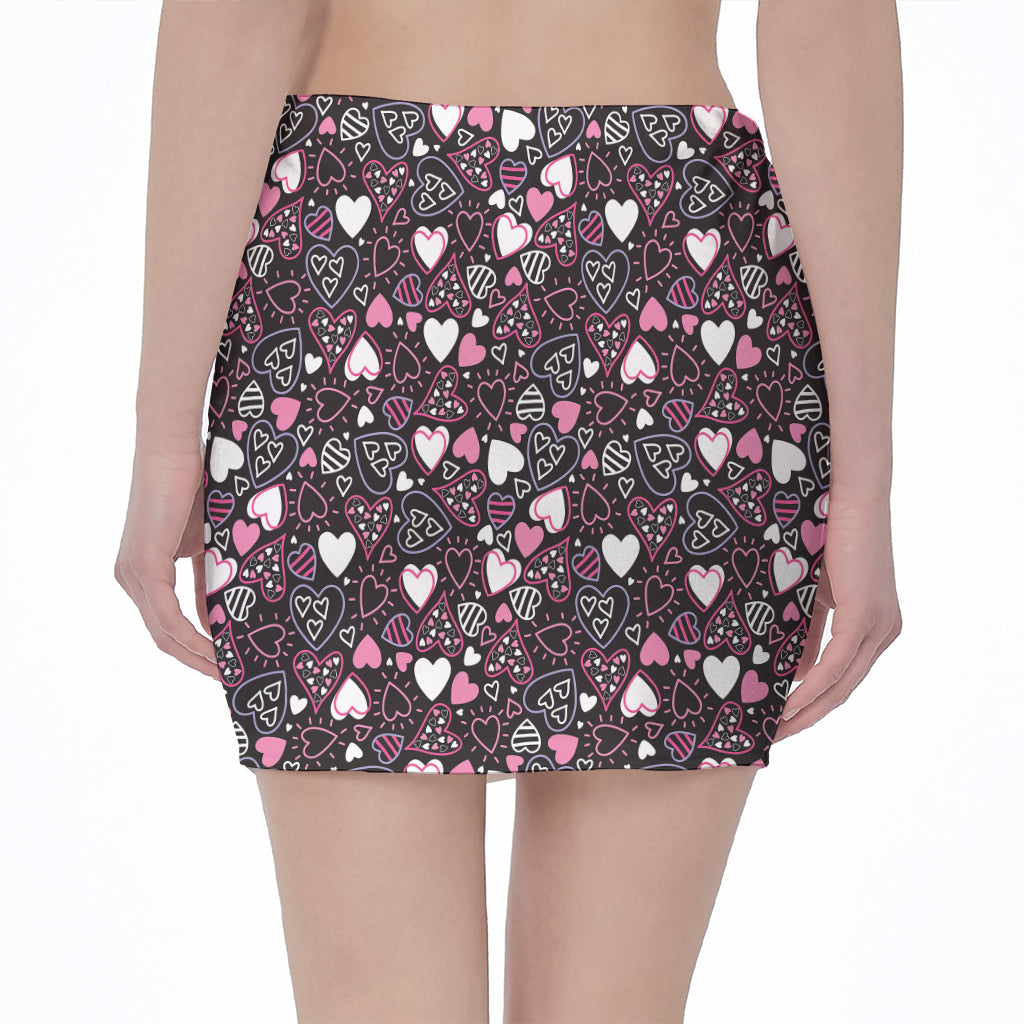 Cute Girly Heart Pattern Print Pencil Mini Skirt