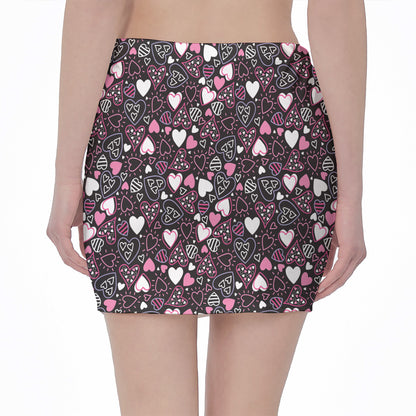 Cute Girly Heart Pattern Print Pencil Mini Skirt
