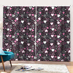 Cute Girly Heart Pattern Print Pencil Pleat Curtains