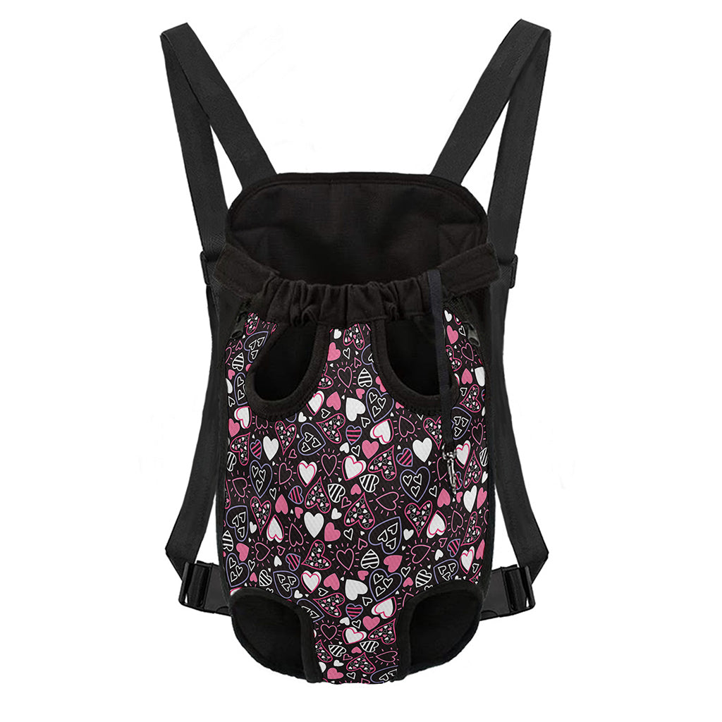 Cute Girly Heart Pattern Print Pet Carrier Backpack