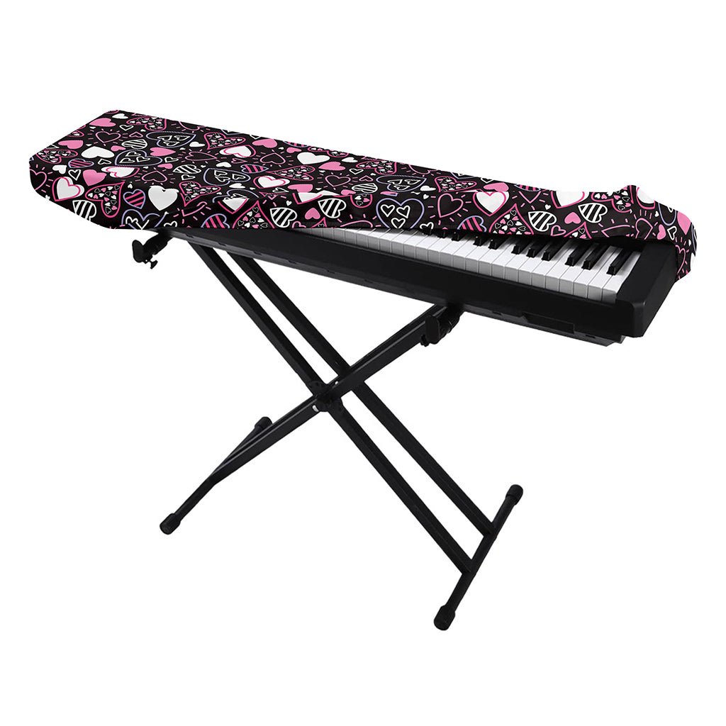 Cute Girly Heart Pattern Print Piano Keyboard Cover