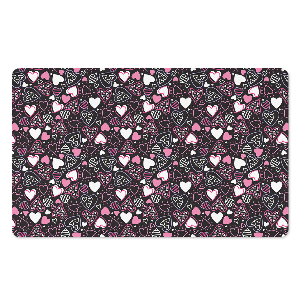 Cute Girly Heart Pattern Print Polyester Doormat