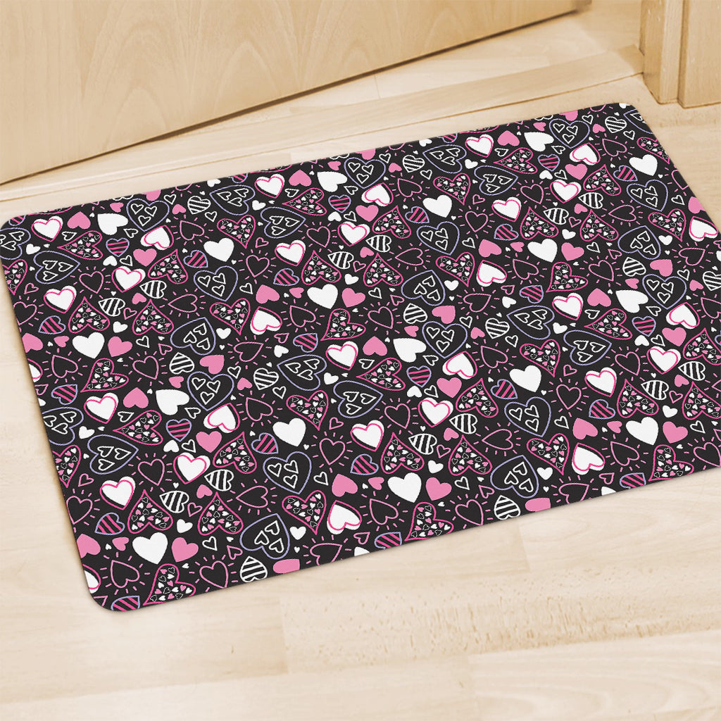 Cute Girly Heart Pattern Print Polyester Doormat