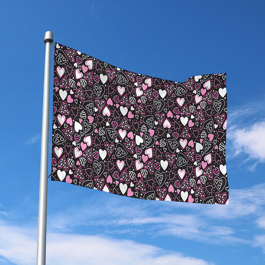Cute Girly Heart Pattern Print Polyester Flag