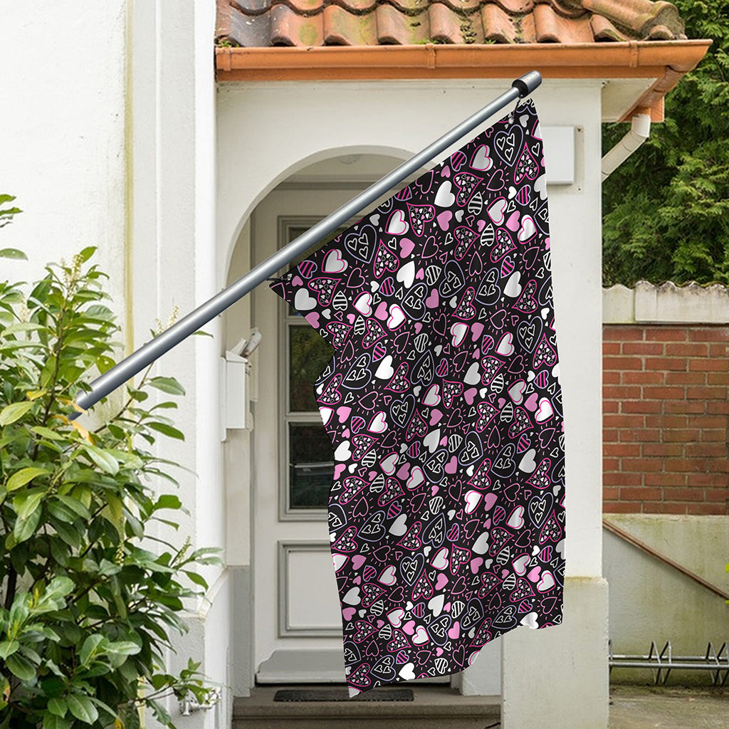 Cute Girly Heart Pattern Print Polyester Flag