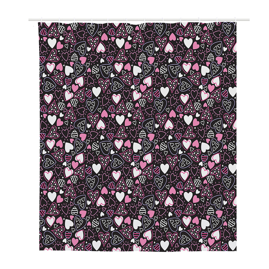 Cute Girly Heart Pattern Print Polyester Shower Curtain