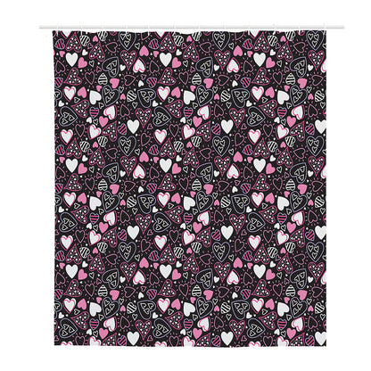 Cute Girly Heart Pattern Print Polyester Shower Curtain
