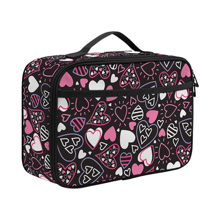 Cute Girly Heart Pattern Print Portable Lunch Bag
