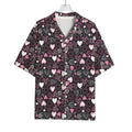 Cute Girly Heart Pattern Print Rayon Hawaiian Shirt