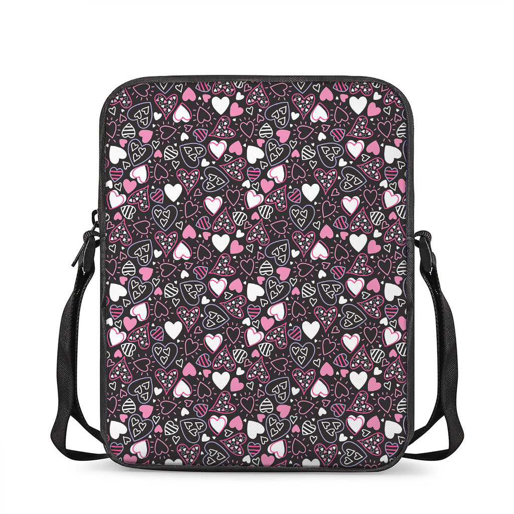 Cute Girly Heart Pattern Print Rectangular Crossbody Bag