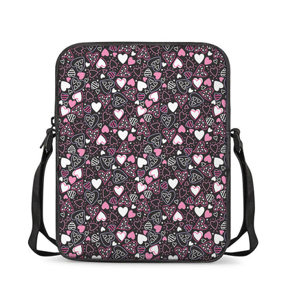 Cute Girly Heart Pattern Print Rectangular Crossbody Bag