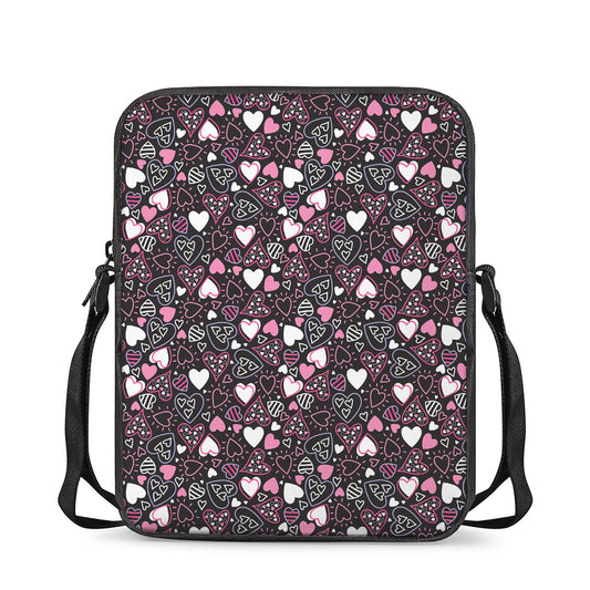 Cute Girly Heart Pattern Print Rectangular Crossbody Bag