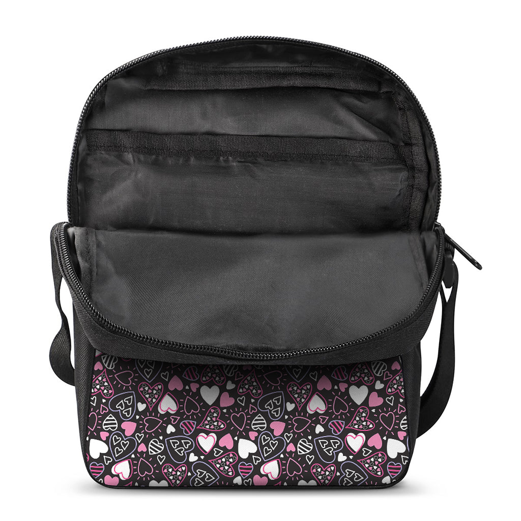 Cute Girly Heart Pattern Print Rectangular Crossbody Bag