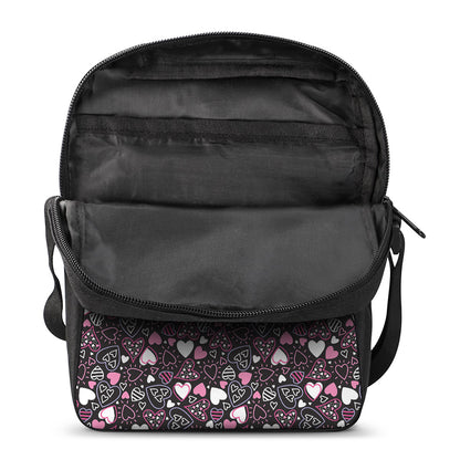 Cute Girly Heart Pattern Print Rectangular Crossbody Bag