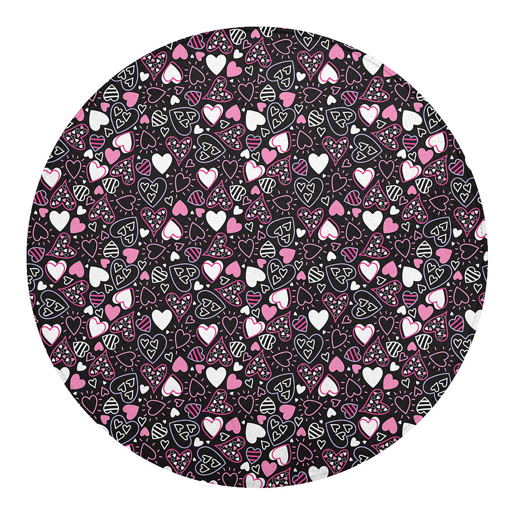 Cute Girly Heart Pattern Print Round Blanket