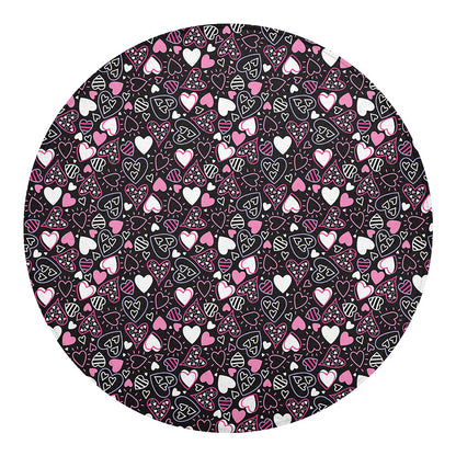 Cute Girly Heart Pattern Print Round Blanket