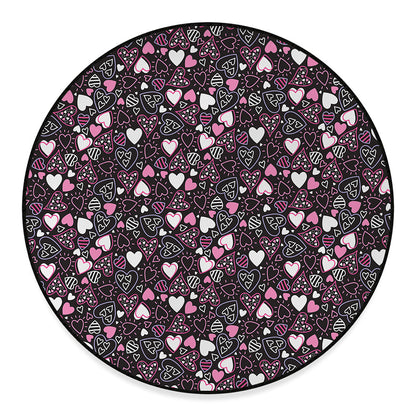 Cute Girly Heart Pattern Print Round Floor Mat